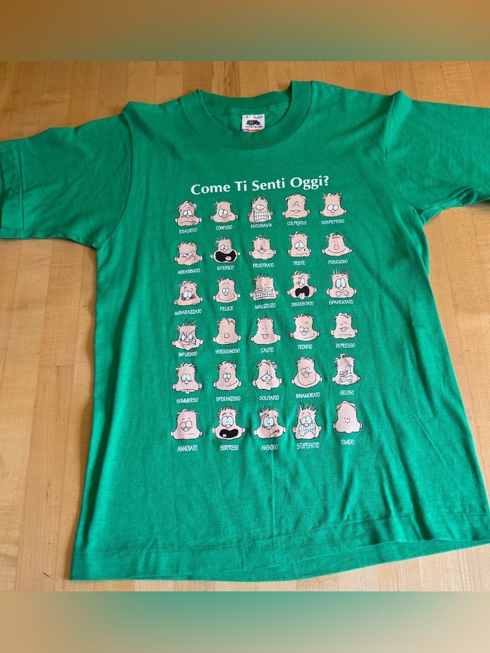 VTG 90s 🇮🇹How Are You Feeling Today? Italian Come Ti Senti Oggi? EmotionT-Shirt